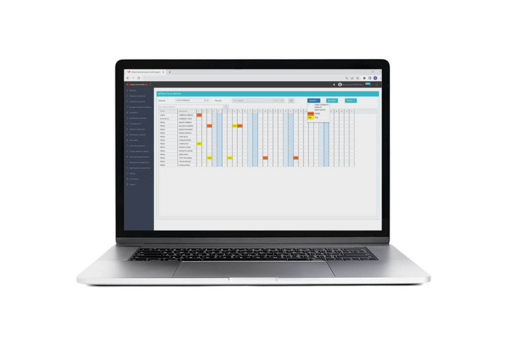 screenshot software gestione ferie e permessi